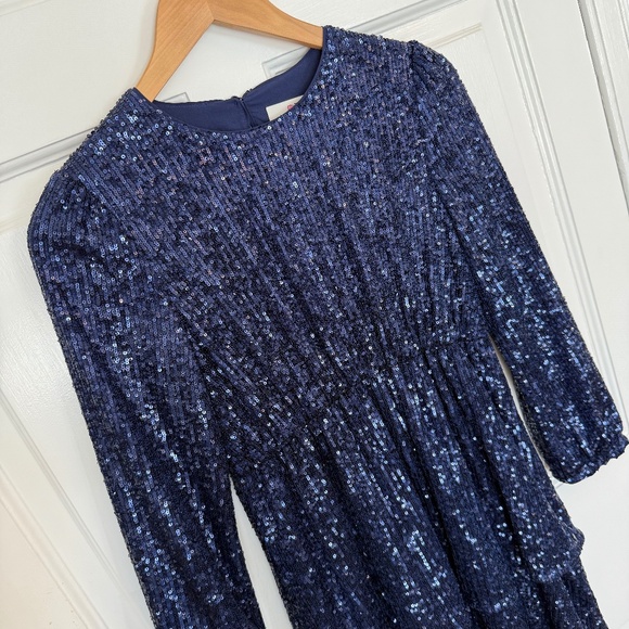 Vineyard Vines Dress, M (12-14), Tiered Sequin Navy Blue Party Holiday - Picture 1 of 11